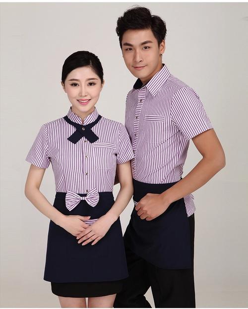 【厂家批发 服务员工作服短袖 夏装男女酒店餐饮火锅店餐厅衬衫制服】